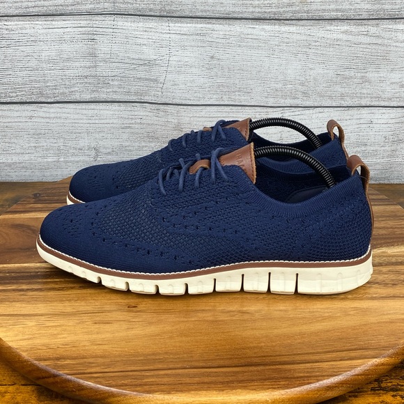 Cole Haan ZeroGrand Stitchlite Wingtip Oxford Marine Blue Ivory C24947 Men’s 9.5